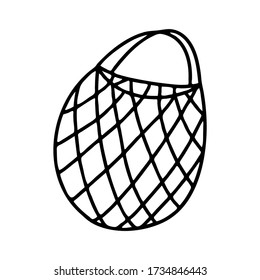 Cute hand drawn doodle string cotton eco bag . Isolated on white background. Vector stock illustration.