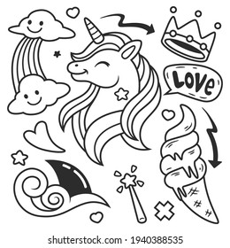 Cute Hand Drawn Doodle. Vector Icon Illustration, Isolated on White Background