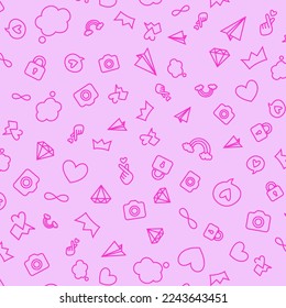 adorable doodle de mano traza patrón sin fisuras para el amor, genial para el Día de San Valentín, bodas, Día de la Madre - textiles, pancartas, papeles pintados, antecedentes. Corazones y símbolos abstractos de amor. vector.