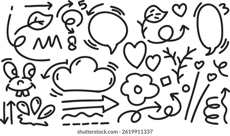 Cute hand drawn doodle vector set, love, Natural , star, cloud, weather, rainbow, flower, bubble, heart and creative design vector collection.