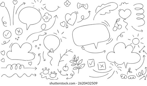 Cute hand drawn doodle vector set, love, Natural , star, cloud, weather, rainbow, flower, bubble, heart and creative design vector collection.