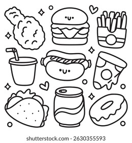 Cute Hand Drawn Doodles Elements for Coloring Page
