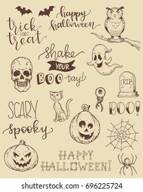 Cute hand drawn doodles and sentiments for Halloween. 