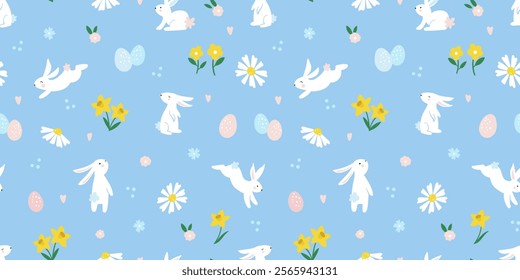 Cute hand drawn easter bunnies design, easter doodle background, great for textiles, banners, wallpapers, wrapping - vector design