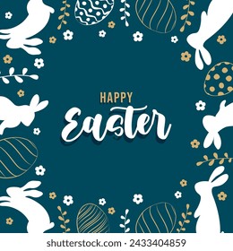 Cute hand drawn easter eggs and bunnies , fun garland, great for textiles, banners, wallpapers, easter cards and wrapping - vector design