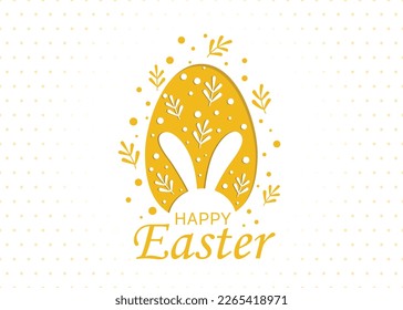 Cute hand drawn Easter horizontal design with bunnies, flowers, easter eggs, beautiful background, great for Easter Cards, banner, textiles, wallpapers - vector design.