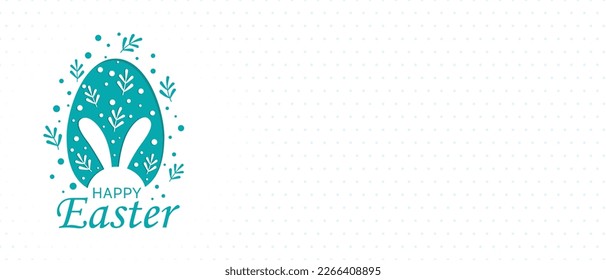 Cute hand drawn Easter horizontal design with bunnies, flowers, easter eggs, beautiful background, great for Easter Cards, banner, textiles, wallpapers - vector design.