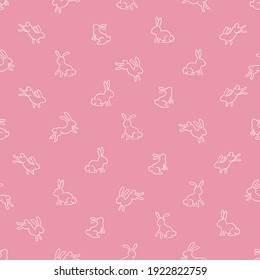 Cute hand drawn Easter seamless pattern, lovely bunnies, great for textiles, banners, wallpapers, wrapping - vector design