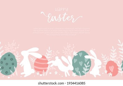 Cute hand drawn Easter template, cute doodle style, great for backgrounds, banners, wallpapers, invitations, flyer - vector design 