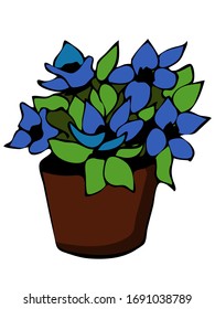 Cute hand drawn element of flower pot. Doodle vector illustration house plants for wedding design, logo and greeting card. Isolated on white background.