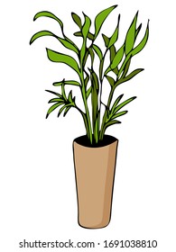 Cute hand drawn element of flower pot. Doodle vector illustration house plants for wedding design, logo and greeting card. Isolated on white background.
