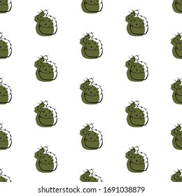 Elemento dibujado a mano de la maceta de flor patrón sin fisuras. Plantas de la casa de ilustraciones para el diseño de bodas, logotipo y tarjeta de felicitación. Aislado sobre fondo blanco.