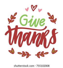 Cute hand drawn elements, objects for Thanksgiving day celebration with lettering, calligraphy text. Art in vector doodle, cartoon style illustration for greeting card, poster, banner, invitation