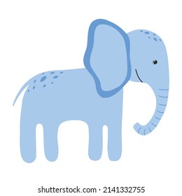 Cute hand drawn elephant. Children's illustration of an elephant on a white background. Vector illustration.