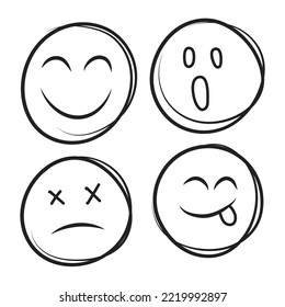 Cute hand drawn emoticons, can be put on poster, design, and chat. Emoticon consist of 4 expressions
