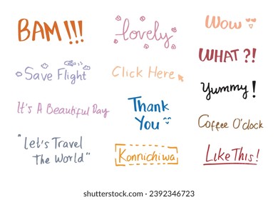 Cute Hand Drawn Expressive Words 