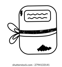 cute hand drawn fabric pouch bag wrapped with ribbon