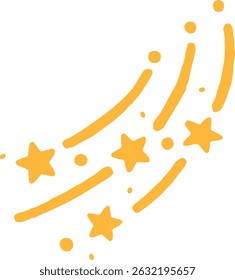 
Cute hand drawn falling stars with tail clipart in simple cartoon style