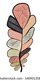 Cute hand drawn feather collection in scandinavian style. vector illustration.