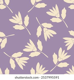 Cute hand drawn feminine seamless pattern with wildflowers