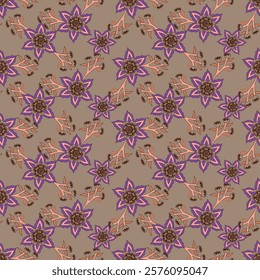 Cute hand drawn feminine seamless pattern with wildflowers