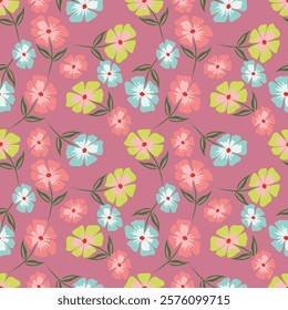 Cute hand drawn feminine seamless pattern with wildflowers