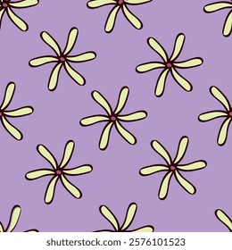 Cute hand drawn feminine seamless pattern with wildflowers