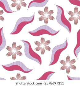 Cute hand drawn feminine seamless pattern with wildflowers