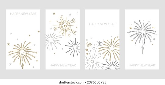 Cute hand drawn fireworks designs, flyer templates, great for invitations, banners, wallpapers, cards - vector design