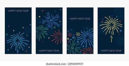 Cute hand drawn fireworks designs, flyer templates, great for invitations, banners, wallpapers, cards - vector design