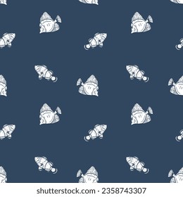 Cute hand drawn fish seamless pattern