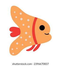 Cute hand drawn fish. White background, isolate. 	