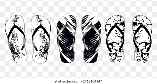 Chanclas dibujadas a mano lindas, Ilustración vectorial plana de la historieta aislada en el fondo blanco. Zapatos de verano, sandalias o calzado de playa.	
