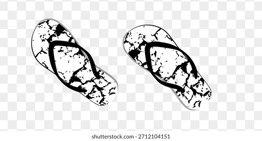 Chanclas dibujadas a mano lindas, Ilustración vectorial plana de la historieta aislada en el fondo blanco. Zapatos de verano, sandalias o calzado de playa.	
