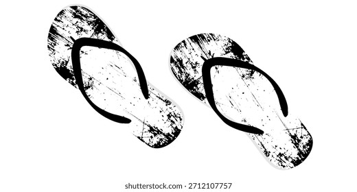 Chanclas dibujadas a mano lindas, Ilustración vectorial plana de la historieta aislada en el fondo blanco. Zapatos de verano, sandalias o calzado de playa.