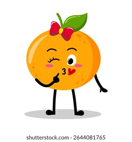 Lindo mão desenhado flerte laranja Soprando um beijo