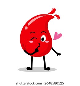 Mão Bonita Desenhado Flerte Sangue Vermelho Gota Soprando Um Beijo