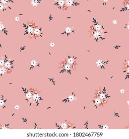 Cute hand drawn floral ditsy seamless pattern, lovely flower background, great for textiles, banners, wallpaper - vector design