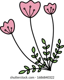 Cute hand drawn floral elements. Doodle vector illustration for wedding design, logo and greeting card. Separate on a white background.