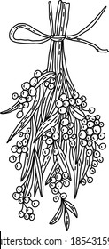 Cute hand drawn floral elements. Doodle vector illustration for wedding design, logo and greeting card.