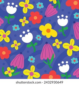 Cute hand drawn Floral pattern background.