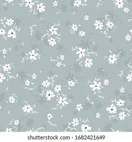 Cute hand drawn floral seamless pattern, lovely doodle flowers background, great for textiles, banners, wallpapers - vector design