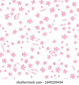 Cute hand drawn floral seamless pattern, lovely flower background, great for textiles, banners, wallpapers - vector design