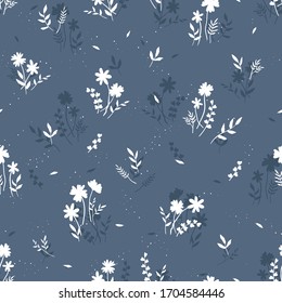 Cute hand drawn floral seamless pattern, lovely flower meadow background, great for spring or summer textiles, banners, wallpaper, wrapping - vector design