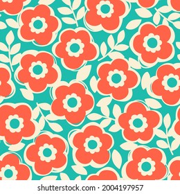 Cute hand drawn floral seamless pattern background.