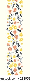 Cute hand drawn floral seamless pattern, lovely daisies on colorful background, great for textiles, banners, wallpapers - vector design