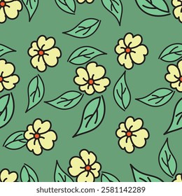 Cute hand drawn floral seamless pattern background