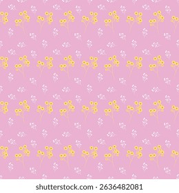 Cute Hand Drawn Floral Seamless Vector Pattern. Summer Color Palette for Fabric Stationery and Digital Projects.