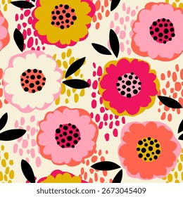 Lindo diseño de patrón sin fisuras florales dibujadas a mano para el fondo de la temporada de primavera.