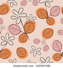 Cute hand drawn floral surface pattern background vector illustration for design